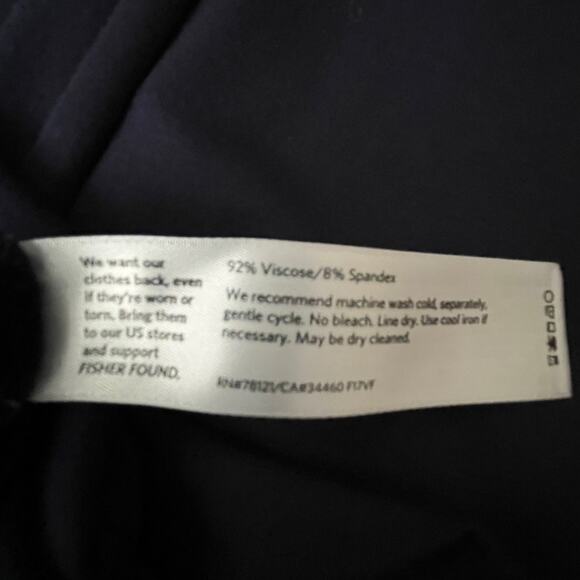 Eileen Fisher Dress XS Petite Navy Blue Tencel Knit V-Neck 3/4 Sleeve Minimalist - Picture 9 of 11